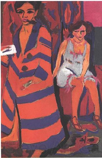 Ernst Ludwig Kirchner Selfportrait with model Norge oil painting art